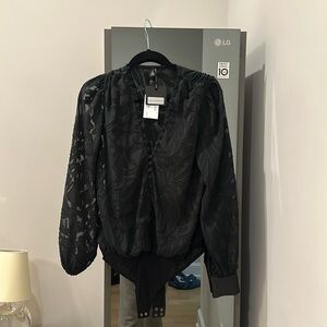 Jonathan Simkai night night EXCL black puff sleeve bodysuit